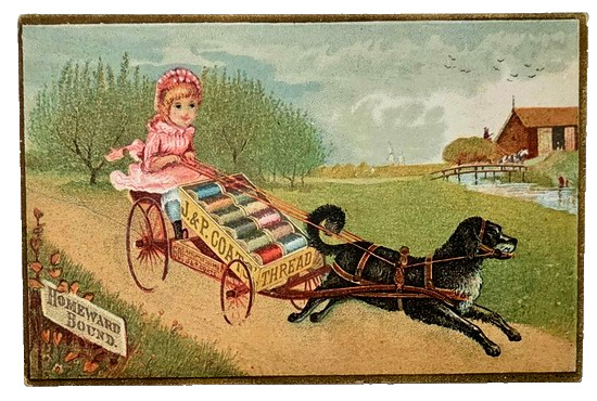 J.P. Coats Six- Cord Cotton Thread, Homeward Bound, Trade Card, Need & Thread #s