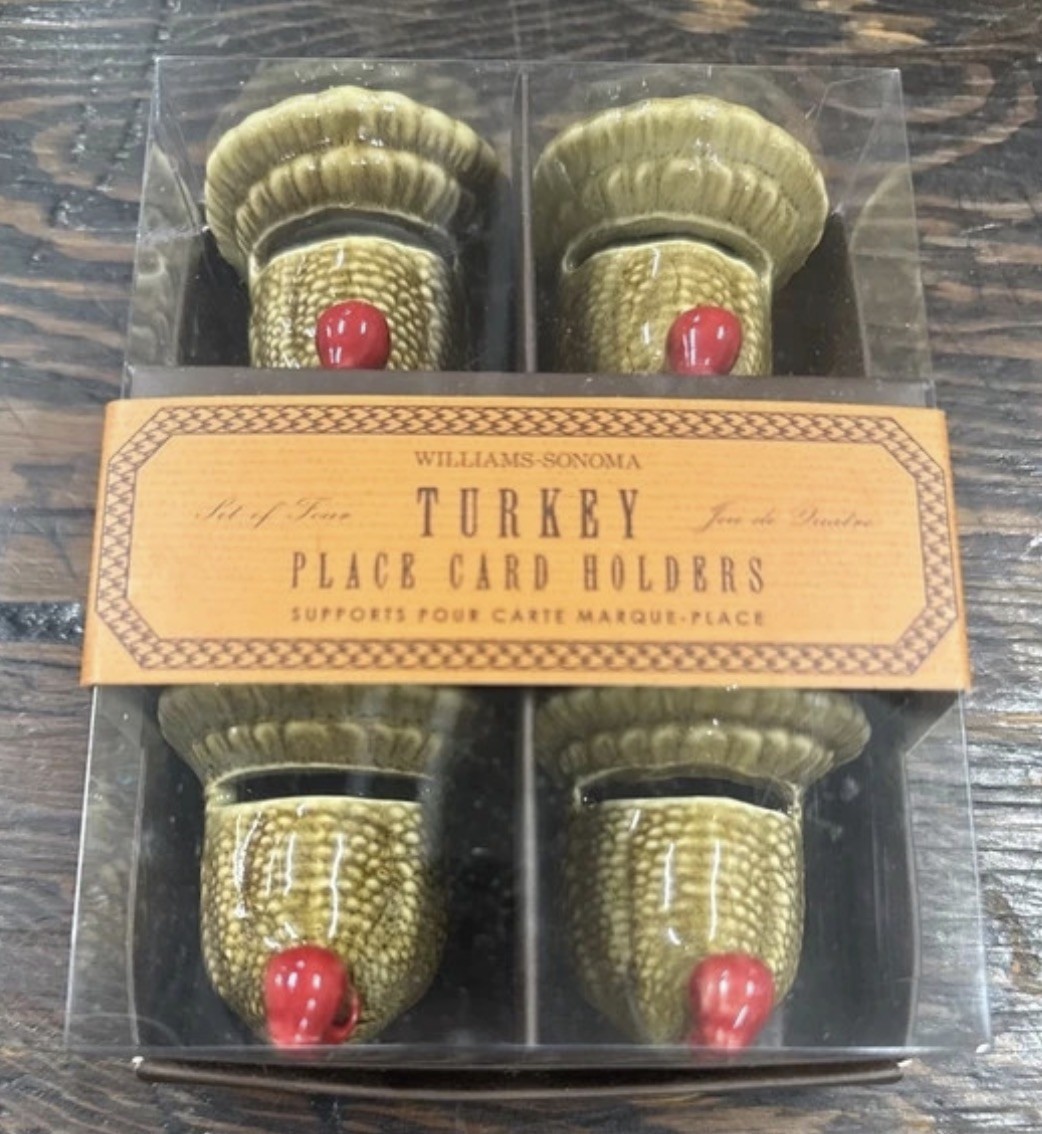 4 Williams Sonoma Ceramic Turkey Place Card Holders Thanksgiving Table Decor NIB 4 Williams Sonoma Ceramic Turkey Place Card Holders Thanksgiving Table Decor NIB