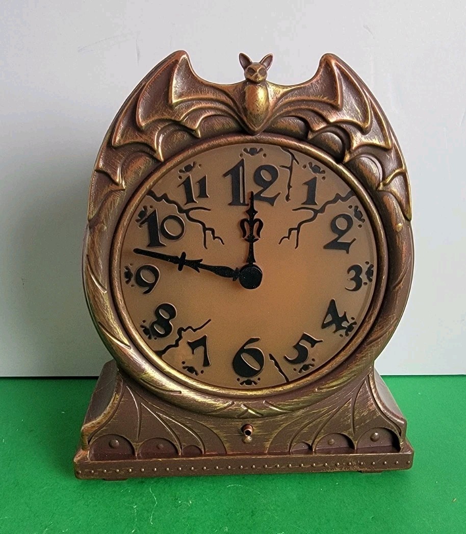Gemmy Halloween Battery Operated Animated Bat Clock With Sound, Motion & Lights