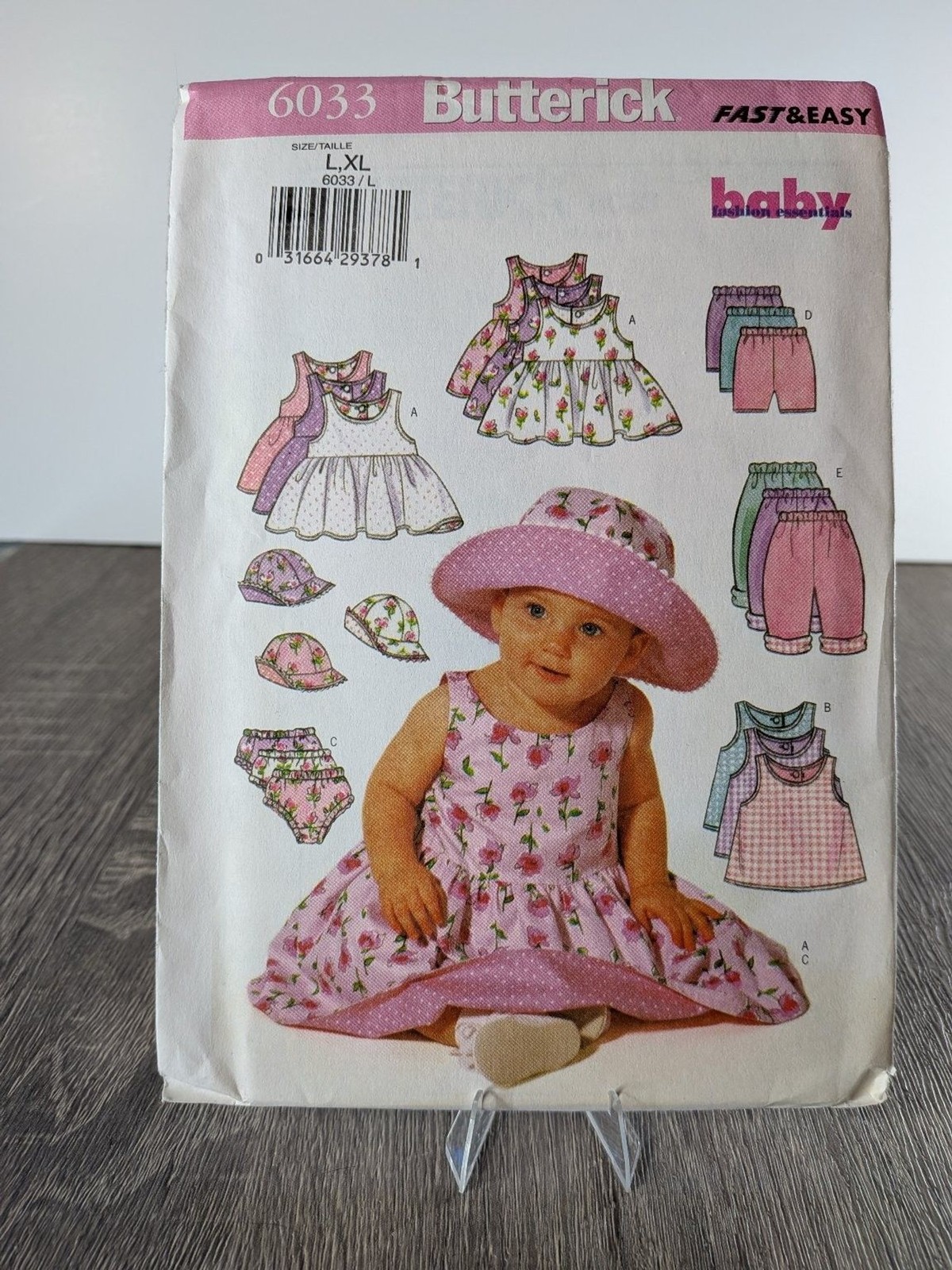 Butterick 6033 Baby FAST & EASY Sewing Pattern L-XL Dress Top Pants Hat