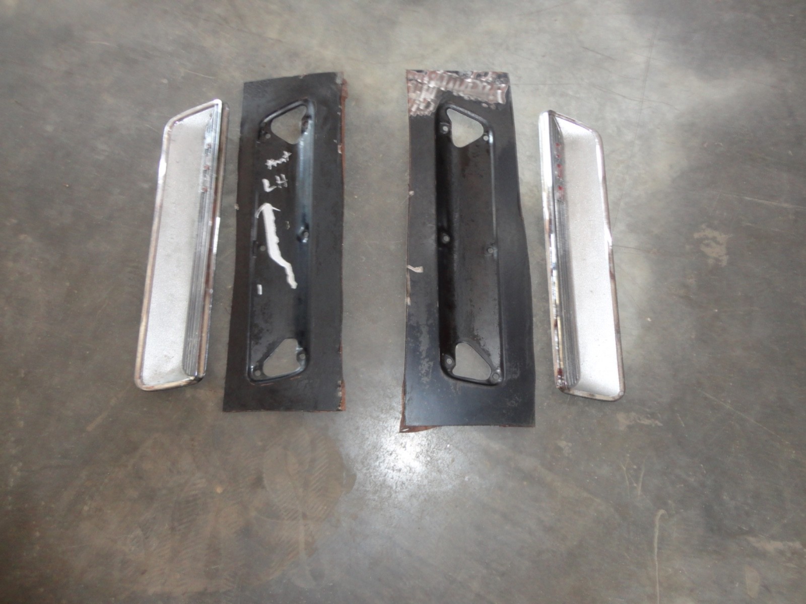 1966 FORD FAIRLANE GT HOOD INSERTS ORNAMENTS WITH MOUNT CUT OUTS 66 1966 FORD FAIRLANE GT HOOD INSERTS ORNAMENTS WITH MOUNT CUT OUTS 66