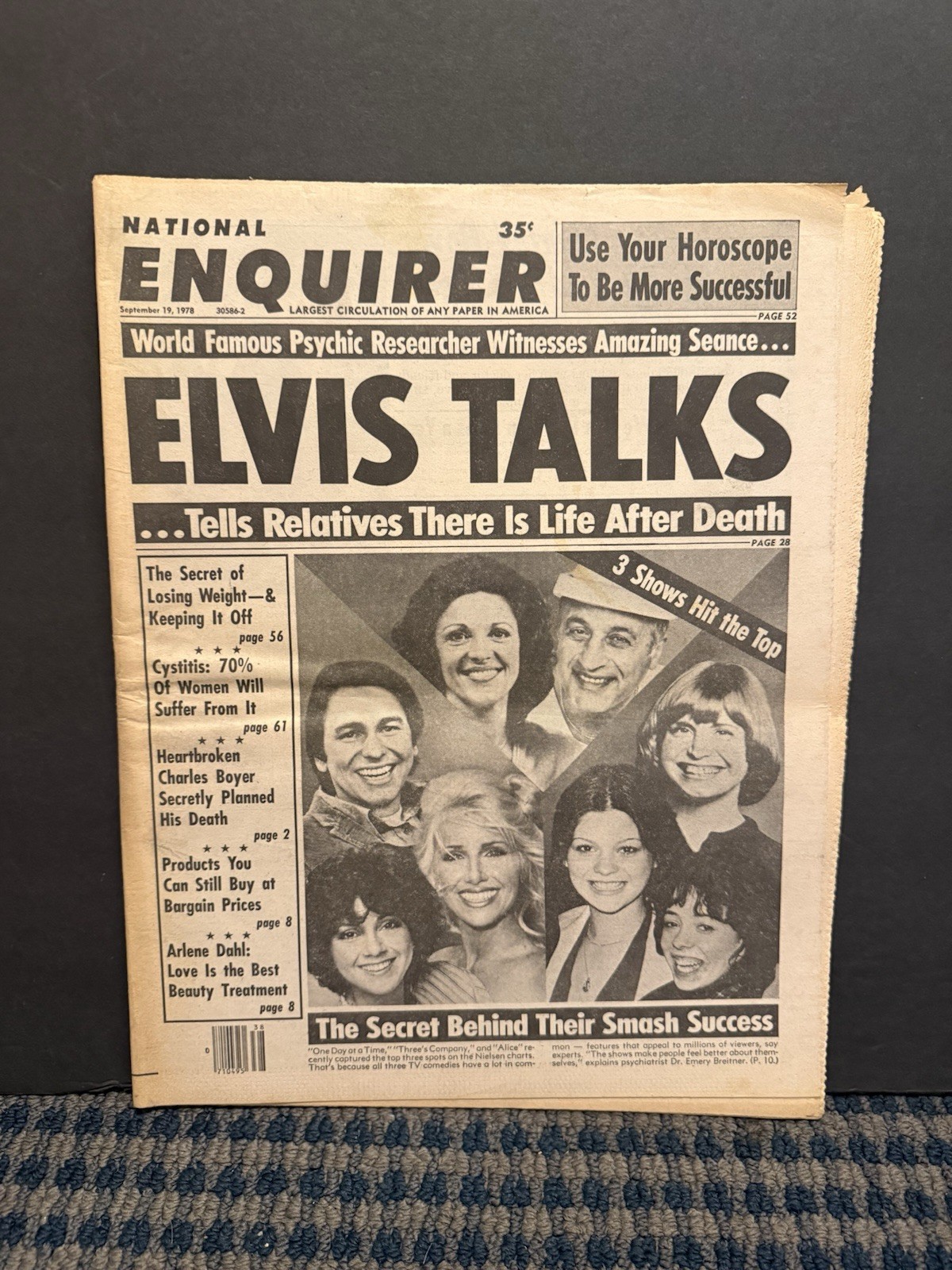1978 Sept 19 National Enquirer Newspaper, Elvis Talks, 3’s Company Alice (VRN10J