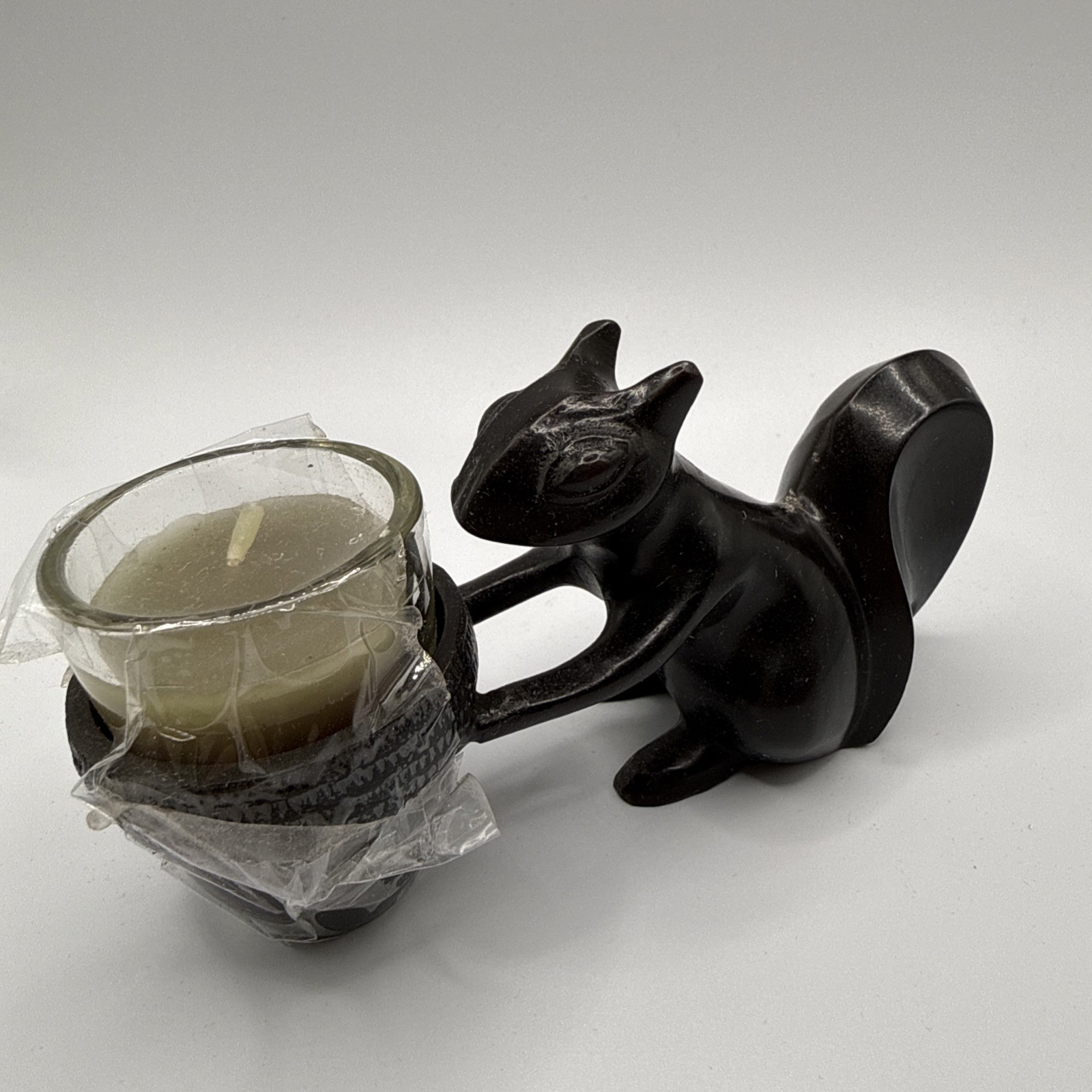 Crate & Barrel Cast Metal Squirrel Candle Holder Toothpick Fall Harvest Table