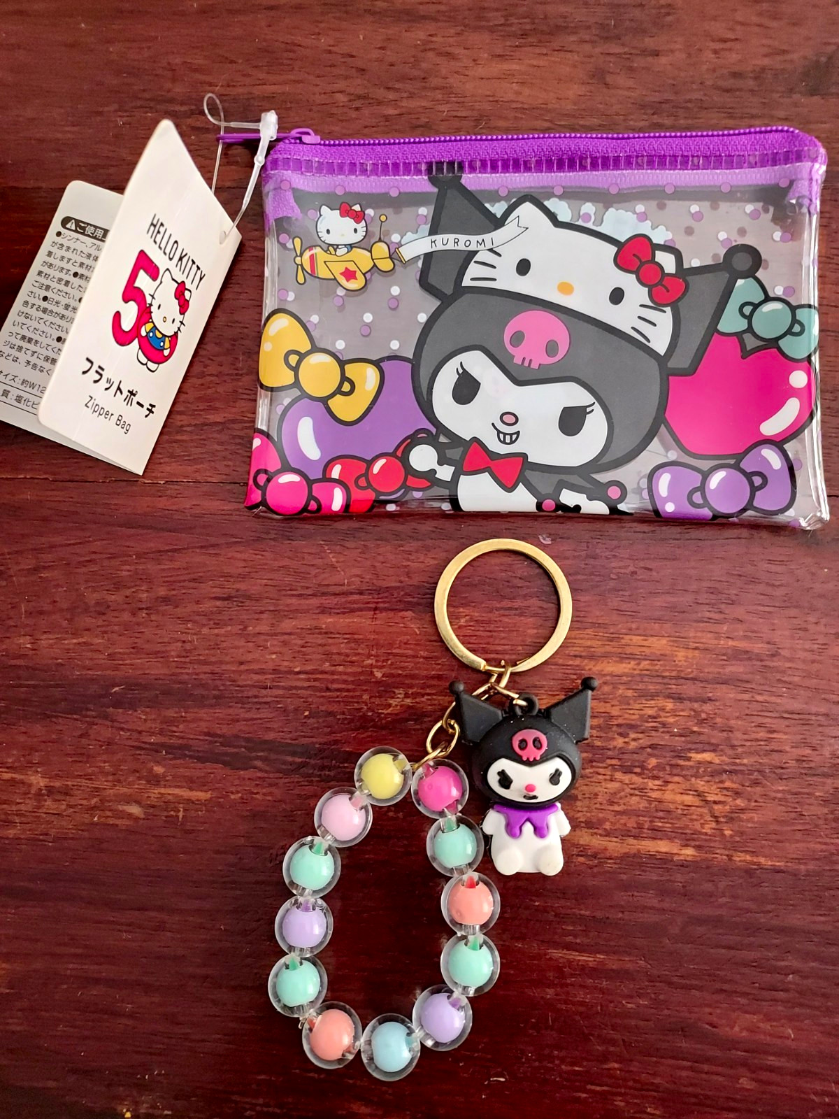 Sanrio Hello Kitty Kuromi 50th Anniversary Zipper Bag Pouch Purple
