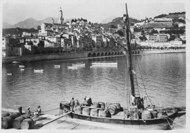 Menton view of harbour Fair Mentone General view of one of mos- 1930s Old Photo