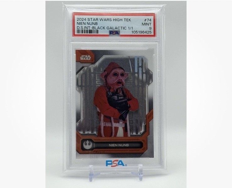 2024 Topps High Tek Star Wars Nien Nunb 1/1 Black Refractor PSA 9 Mint Card #74
