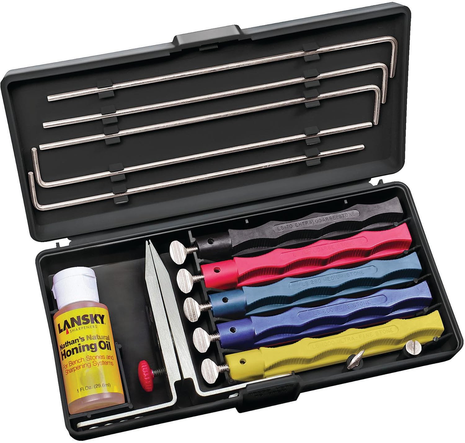 Lansky LKCLX Deluxe Knife Sharpening System 5-Stone Ceramic Kit with Honing Oil Lansky LKCLX Deluxe Knife Sharpening System 5-Stone Ceramic Kit with Honing Oil