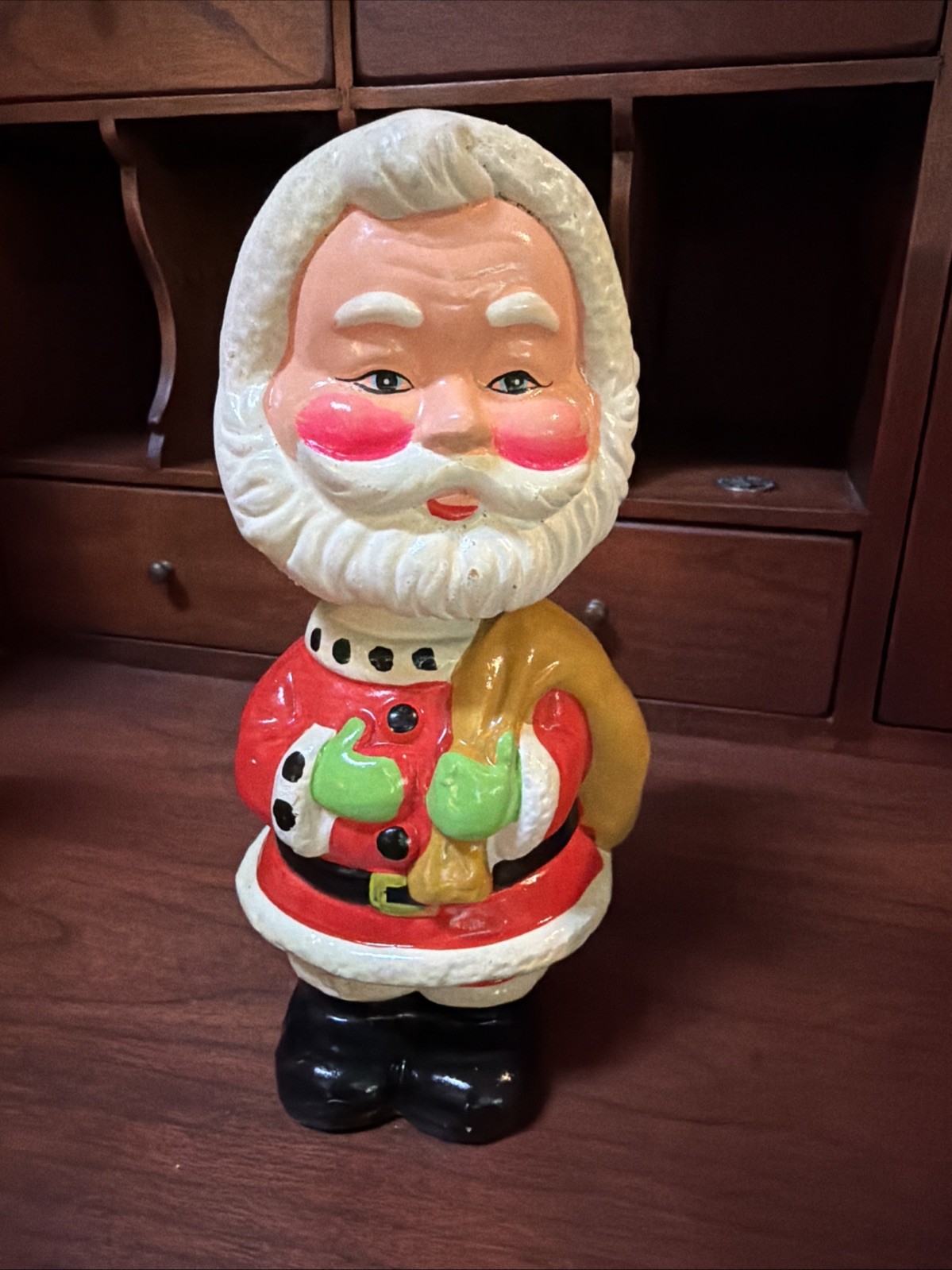 Vtg 1950s Nasco Santa Bobblehead Bank Chalkware Nodder Japan ORIGINAL BOX Label Vtg 1950s Nasco Santa Bobblehead Bank Chalkware Nodder Japan ORIGINAL BOX Label