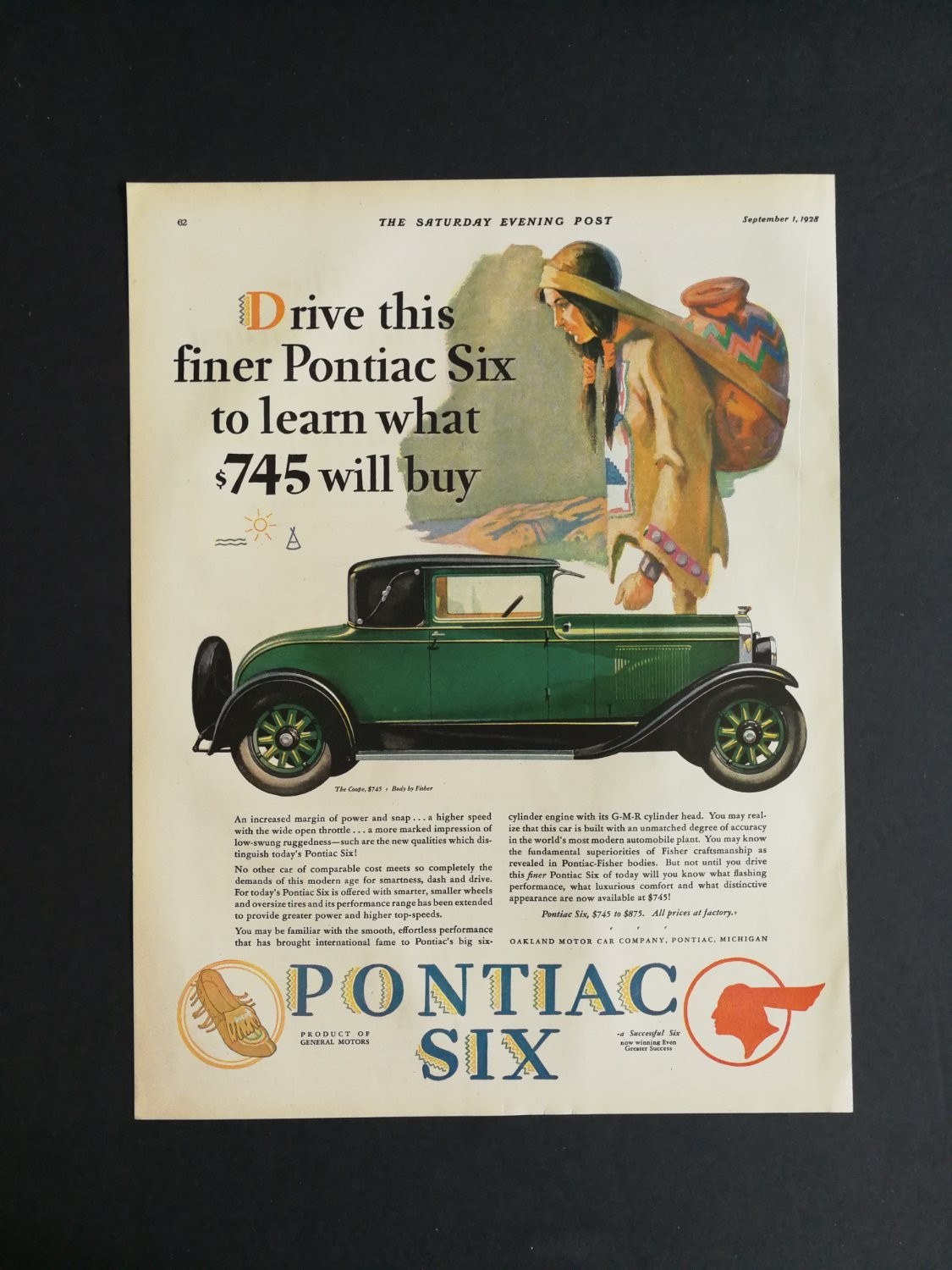 Vintage 1928 Pontiac Six Coupe Print Advertisement Museum Quality Ad Vintage 1928 Pontiac Six Coupe Print Advertisement Museum Quality Ad