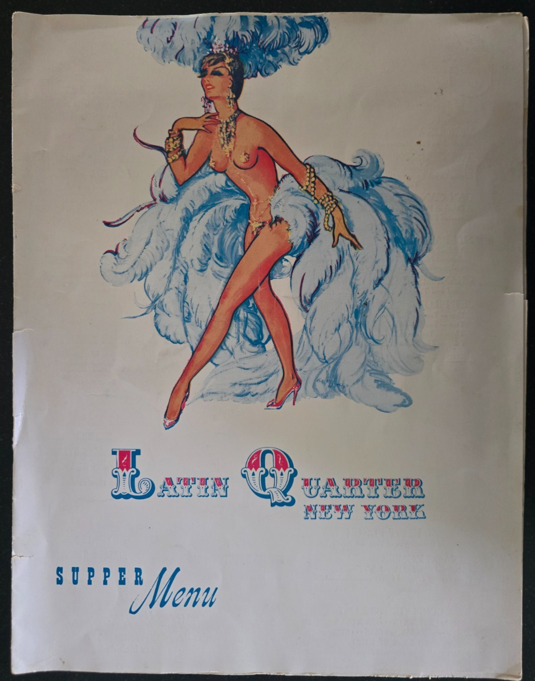 VTG Latin Quarter Restaurant Menu, New York City, Mid 1960\'s