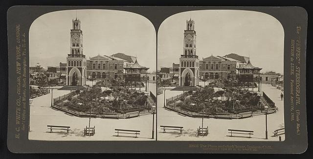 Photo:Iquique Chile Plaza Clock Tower 1900s Stereoview