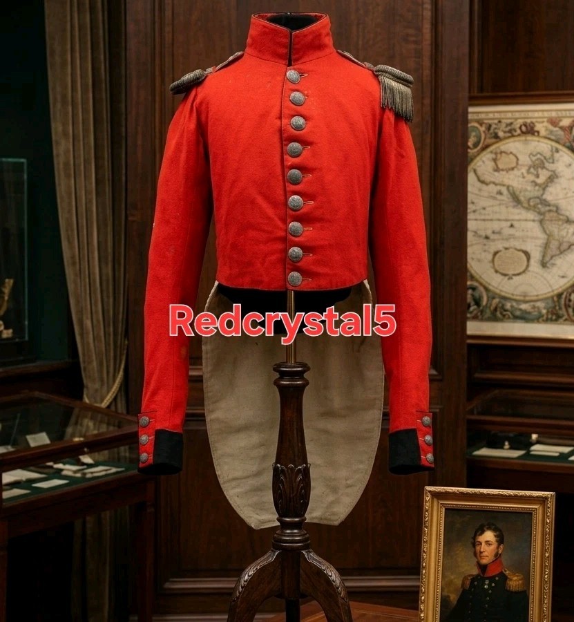 Antique 19th C Red Military Tailcoat Regency British Officer Coatee Uniform Antique 19th C Red Military Tailcoat Regency British Officer Coatee Uniform