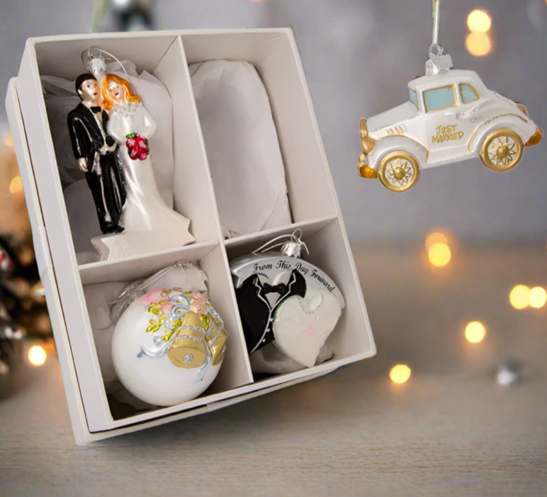 Noble Gems™ Wedding Boxed Glass Ornaments, 4-Piece Box Set Noble Gems™ Wedding Boxed Glass Ornaments, 4-Piece Box Set
