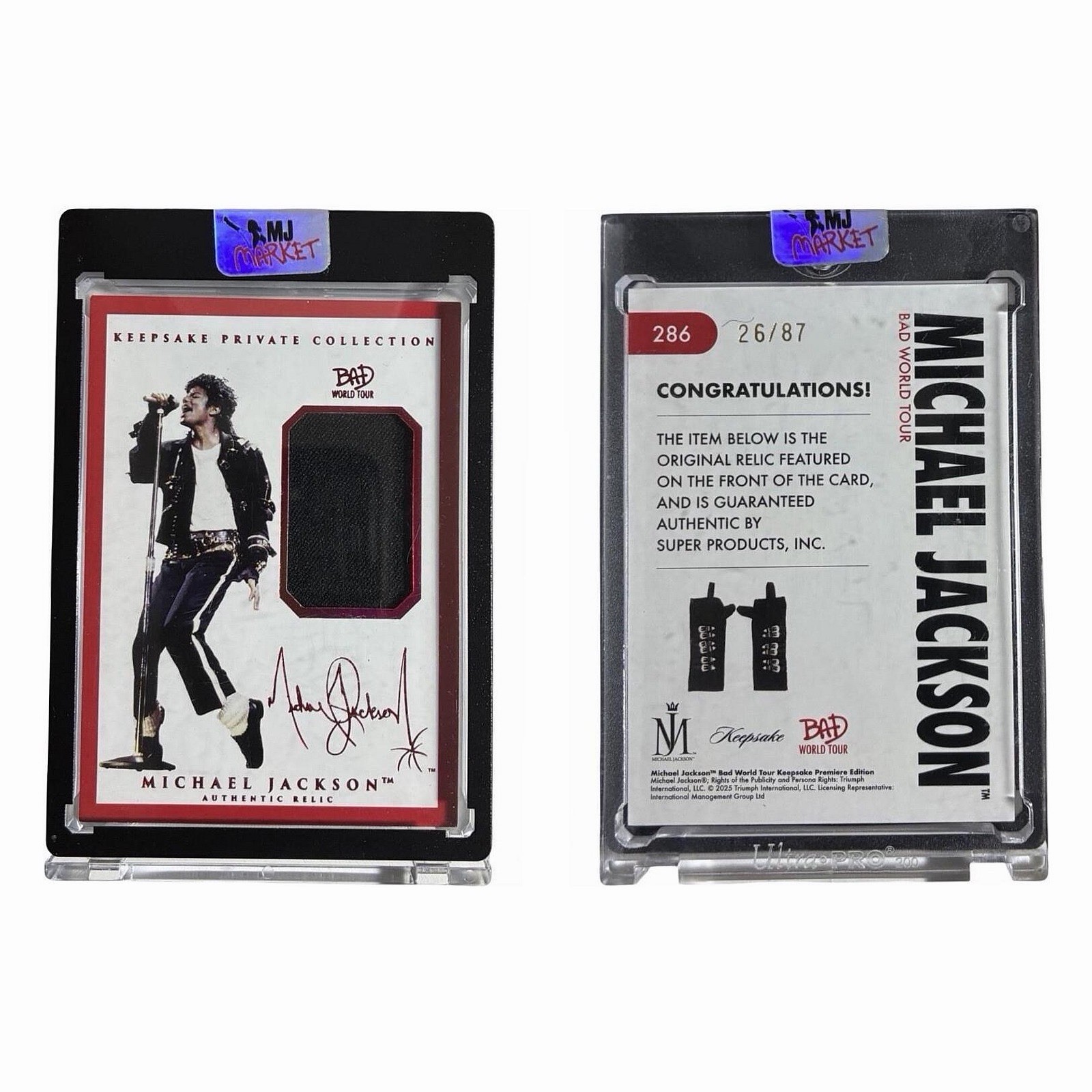 Michael Jackson Bad Tour Keepsake # 286 PRIVATE COLLECTION GLOVE Red 26/87