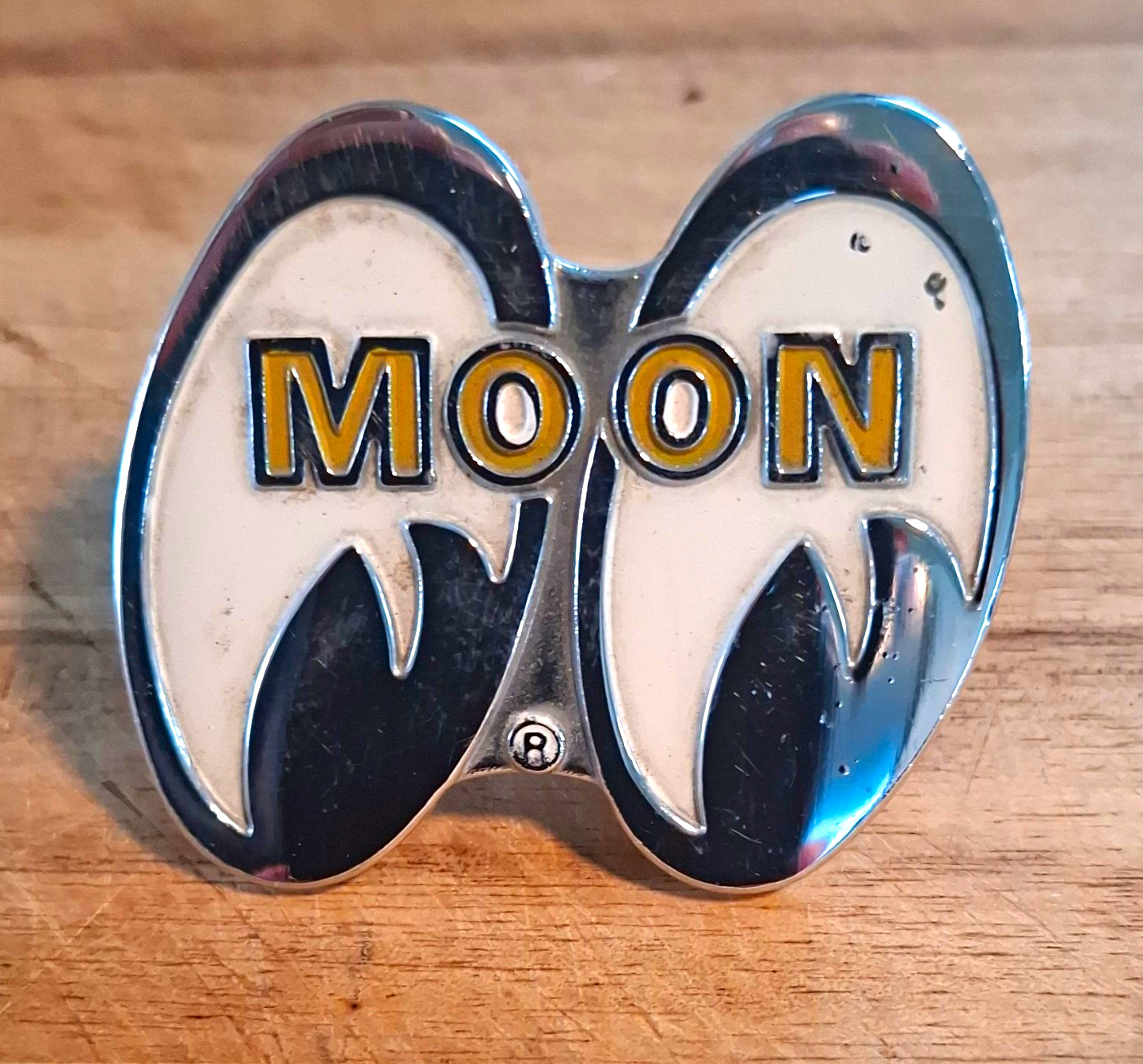Vintage Mooneyes Grill Emblem. Used So It Looks Like It\'s Been There Fir Years