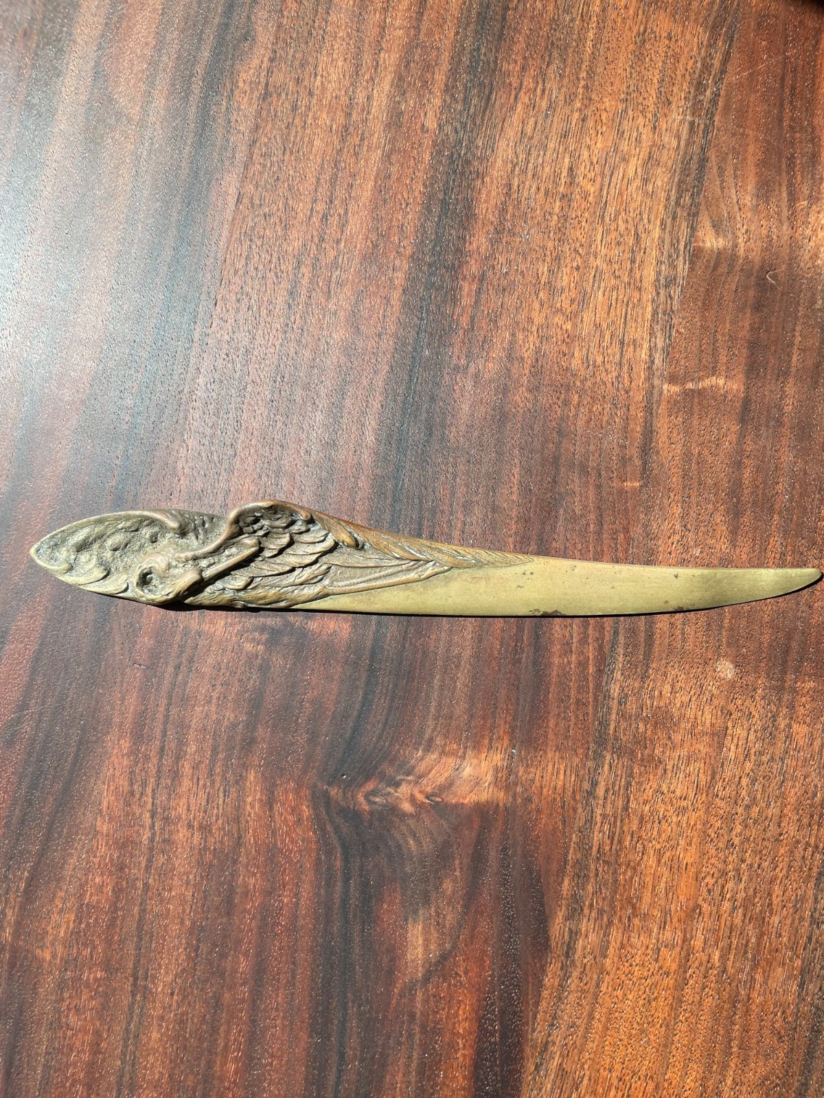 Antique René Gardille French Art Nouveau Bronze Bird Letter Opener c. 1900