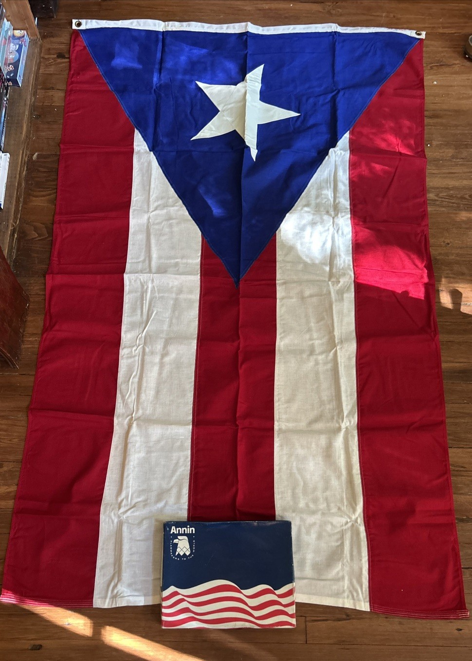 Vintage Annin Defiance PUERTO RICO 4x6 Cotton Bunting Sewn Embroidered USA