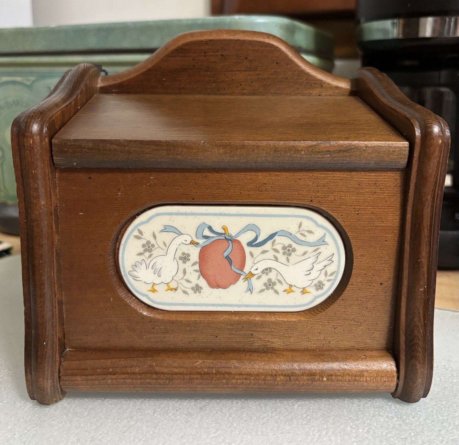 Vintage Good Wood Marmalade Geese Recipe Box w/ unused Divider Cards + Recipes