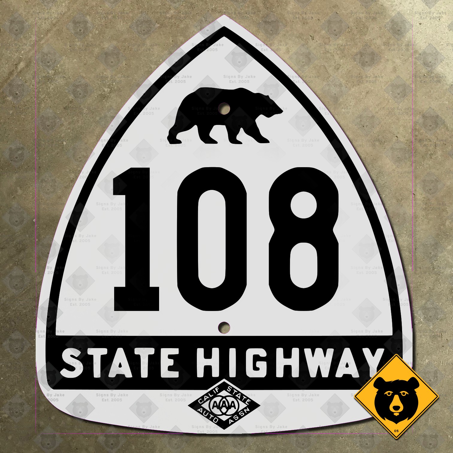 California CSAA bear route 108 highway road sign auto club Sonora Pass 11x12