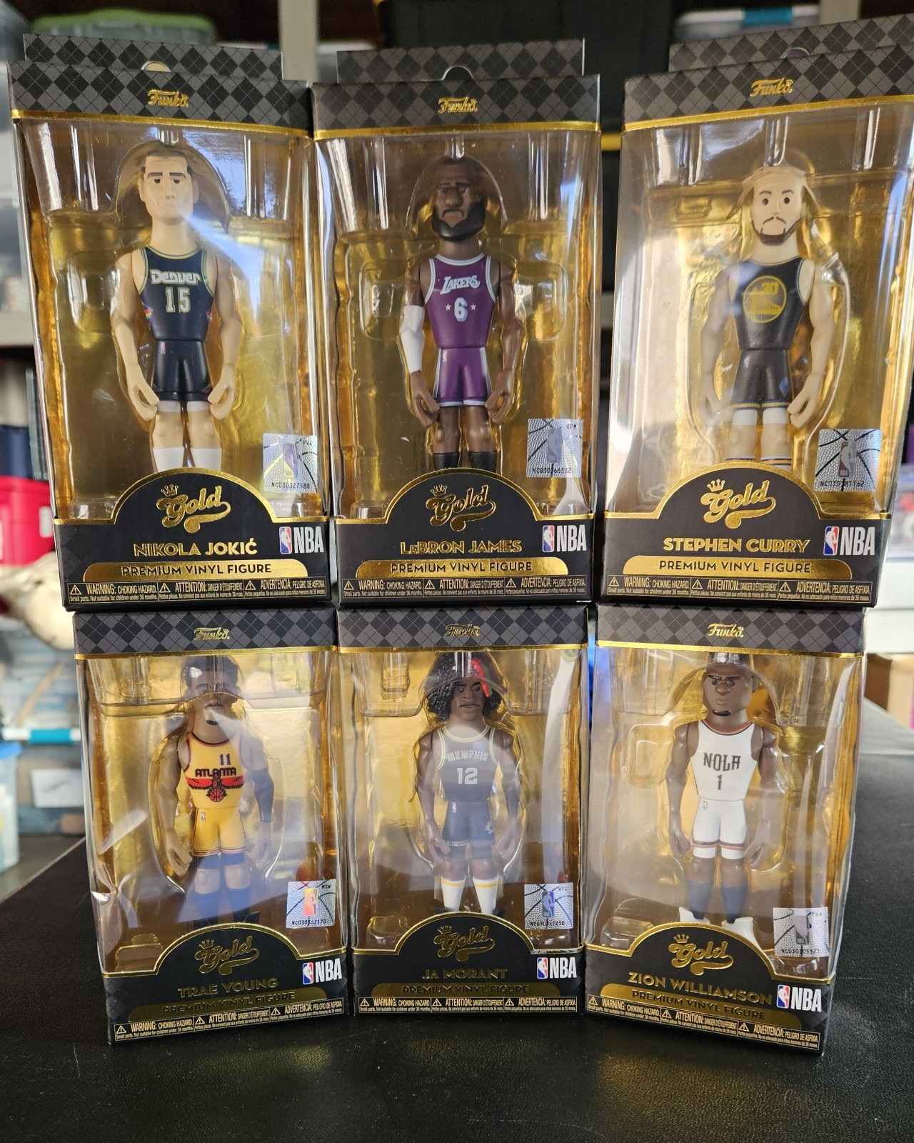 Funko Gold NBA Vinyl Figures The Set Lot of 6 - LeBron Curry Jokic Morant Young