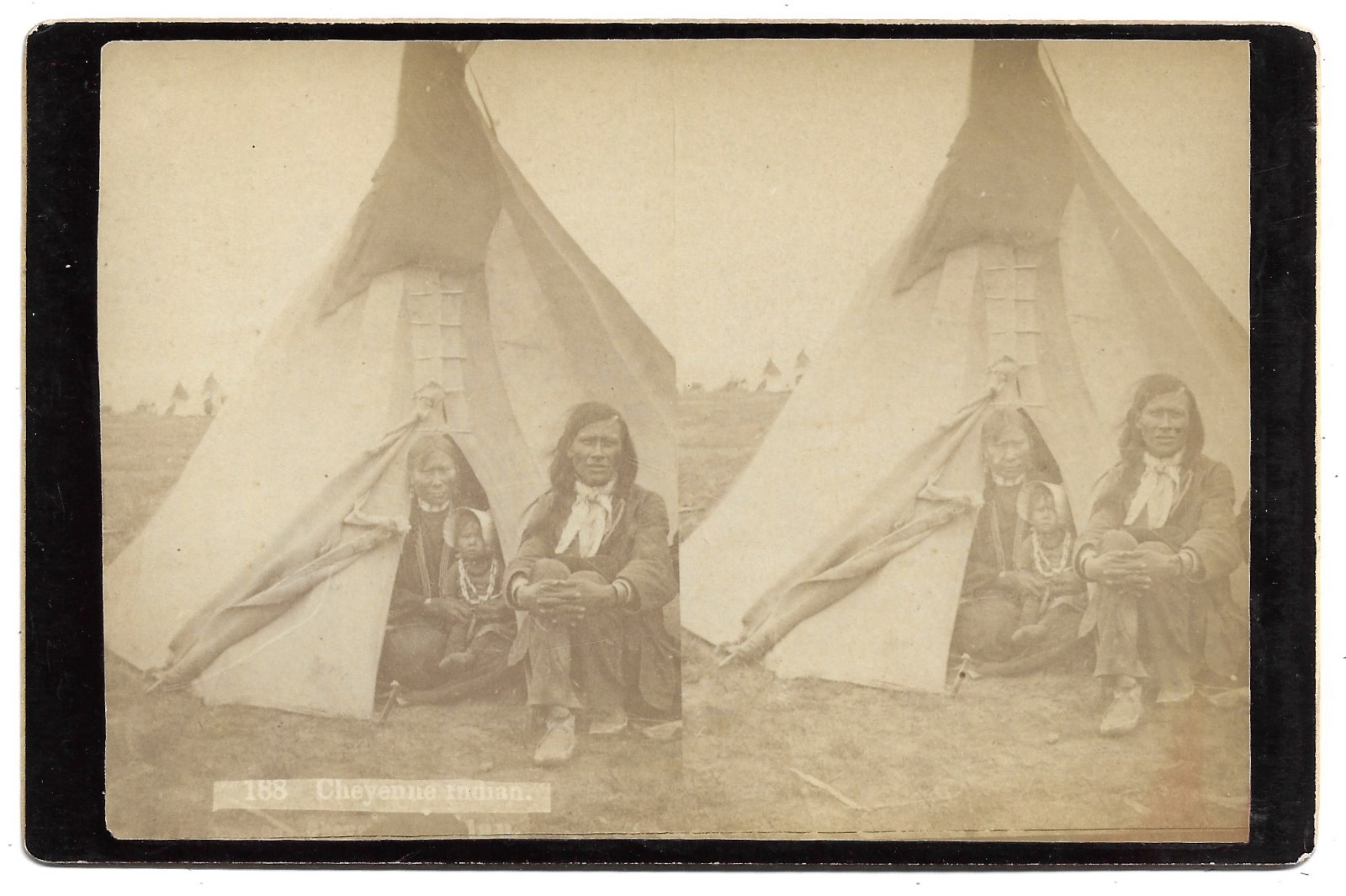 Cheyenne Native American Indians WR Cross Cabinet Sized Stereoview Cheyenne Native American Indians WR Cross Cabinet Sized Stereoview
