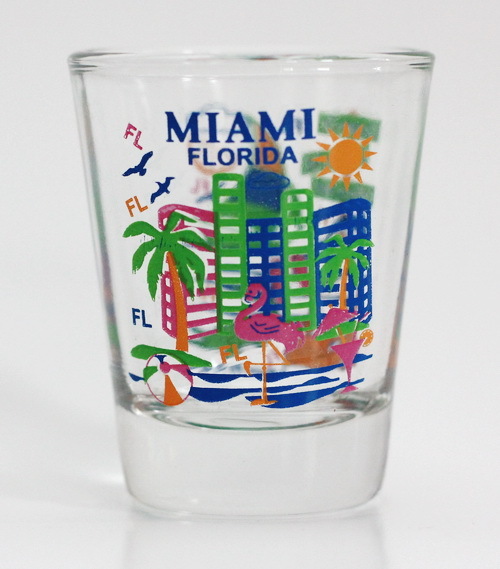MIAMI FLORIDA ATTRACTIONS COLLAGE SHOT GLASS