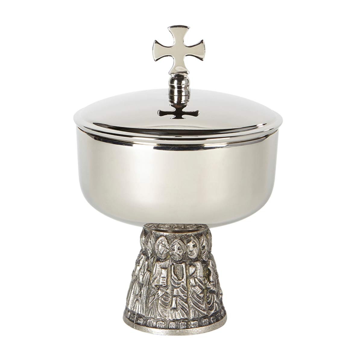 Sudbury Last Supper Design Silver-Tone Ciborium with Cover, 6 Inch Brass Sudbury Last Supper Design Silver-Tone Ciborium with Cover, 6 Inch Brass