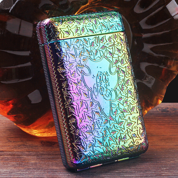 Vintage Portable Metal Flip Top Three Open Blue Cigarette Case Cigarette 16s Vintage Portable Metal Flip Top Three Open Blue Cigarette Case Cigarette 16s