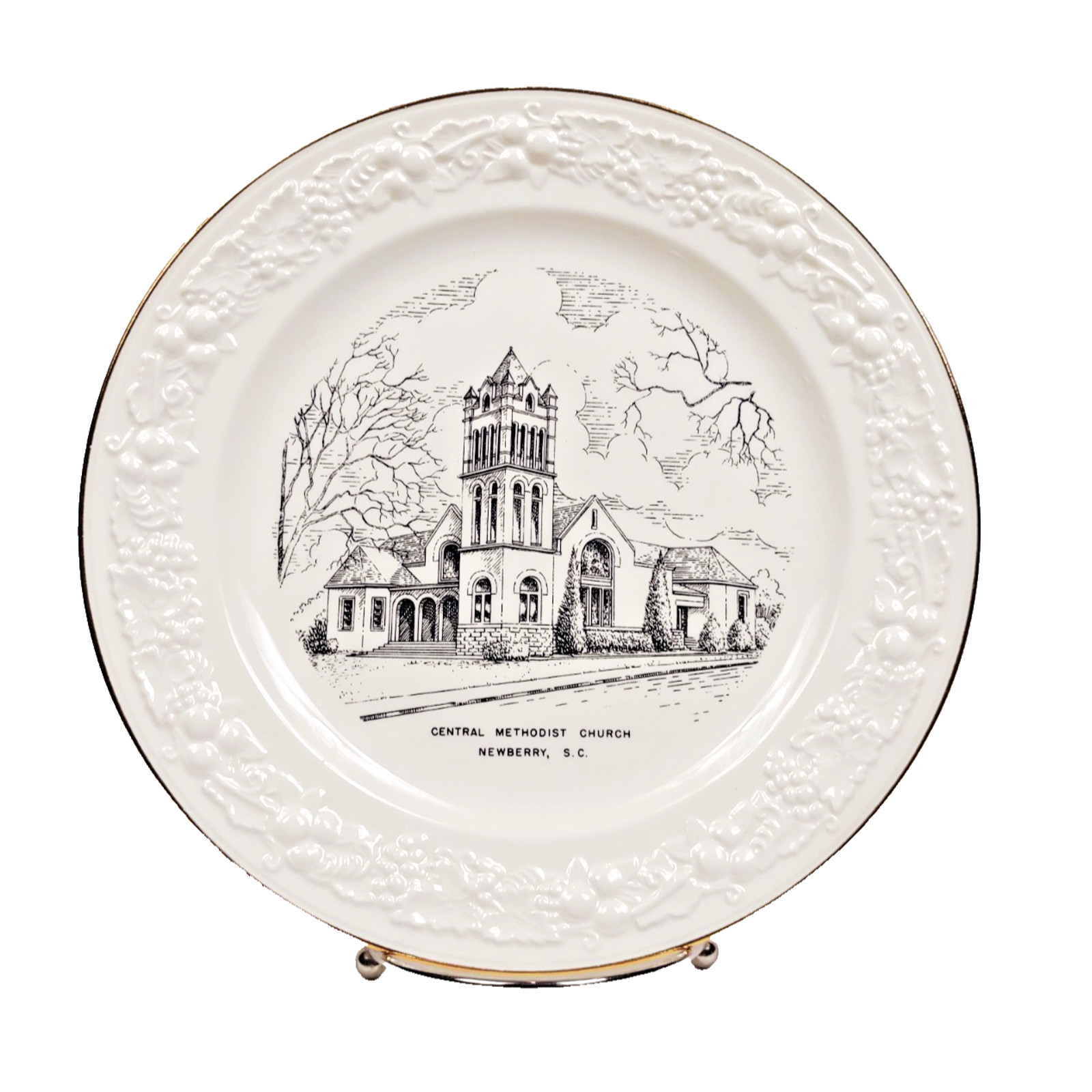 Homer Laughlin Eggshell Plate Newberry SC B52N5 Central Methodist Church 1950's