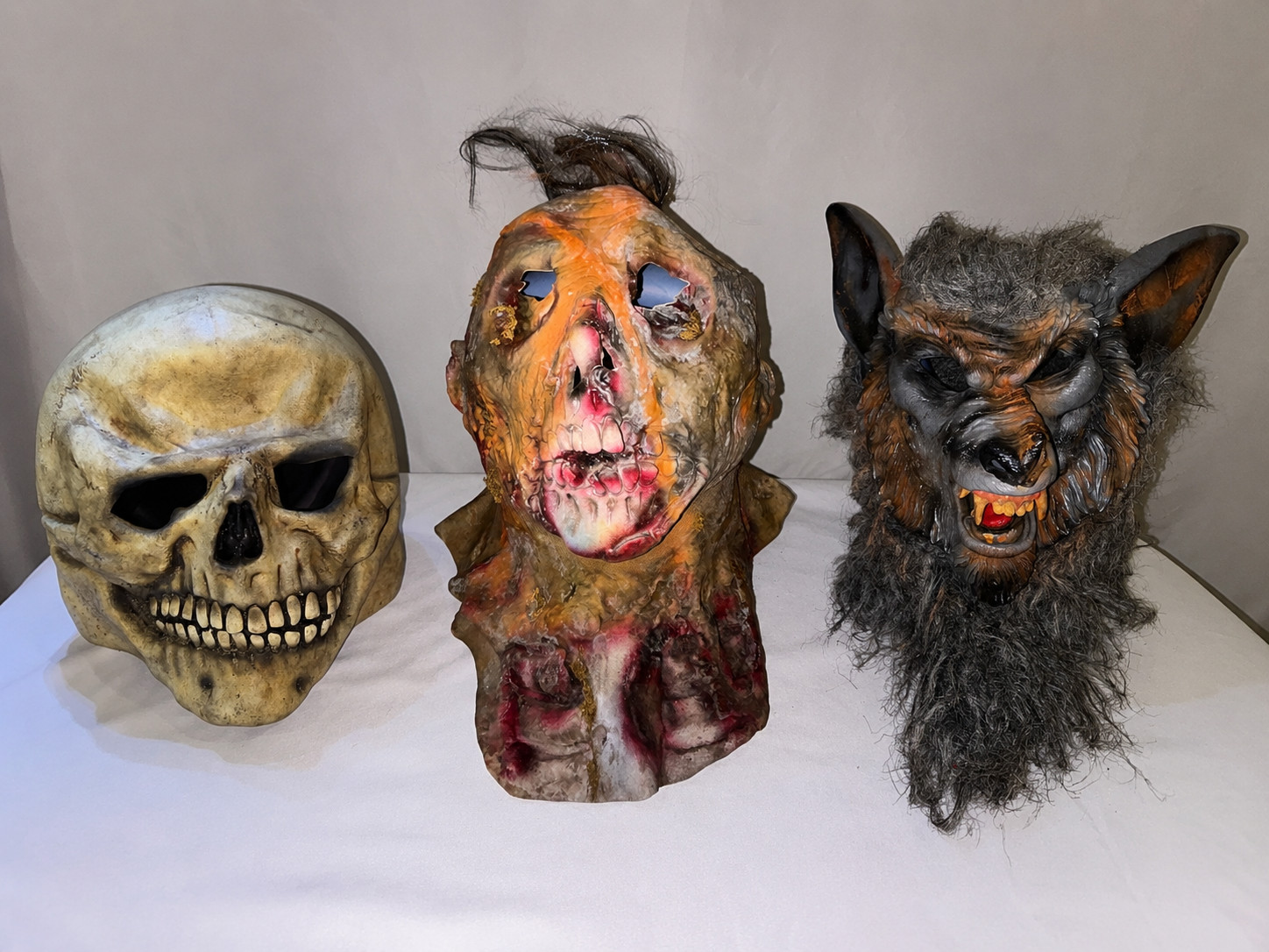 Lot of 3 older/vintage Latex Halloween horror mask Wolfman Skull Zombie