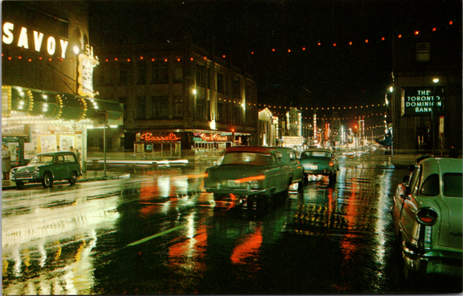 A Night View Of Young Street Toronto Ontario Canada Postcard