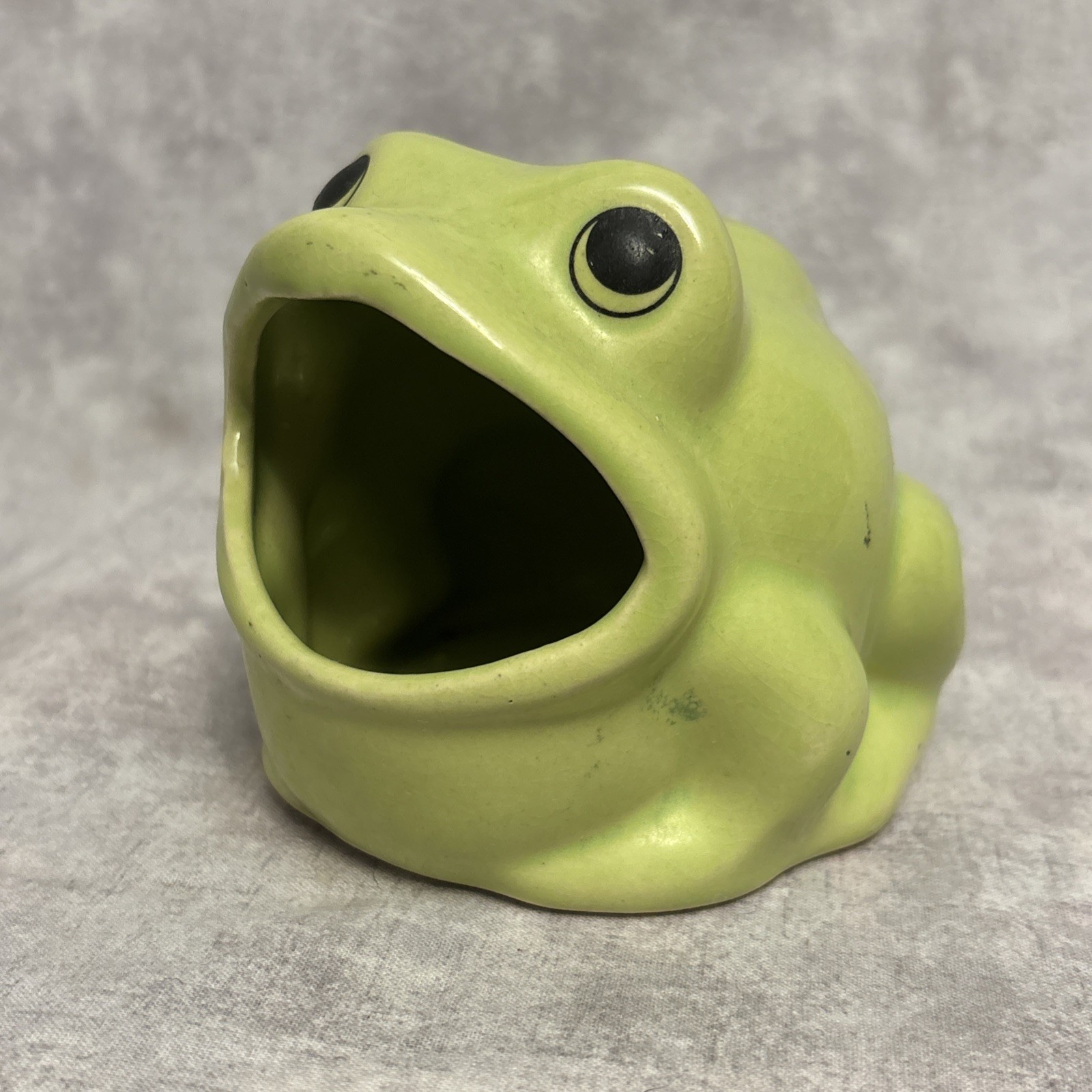 VTG 1970s Ceramic Frog Sponge Holder Big Mouth Scrubby Caddy
