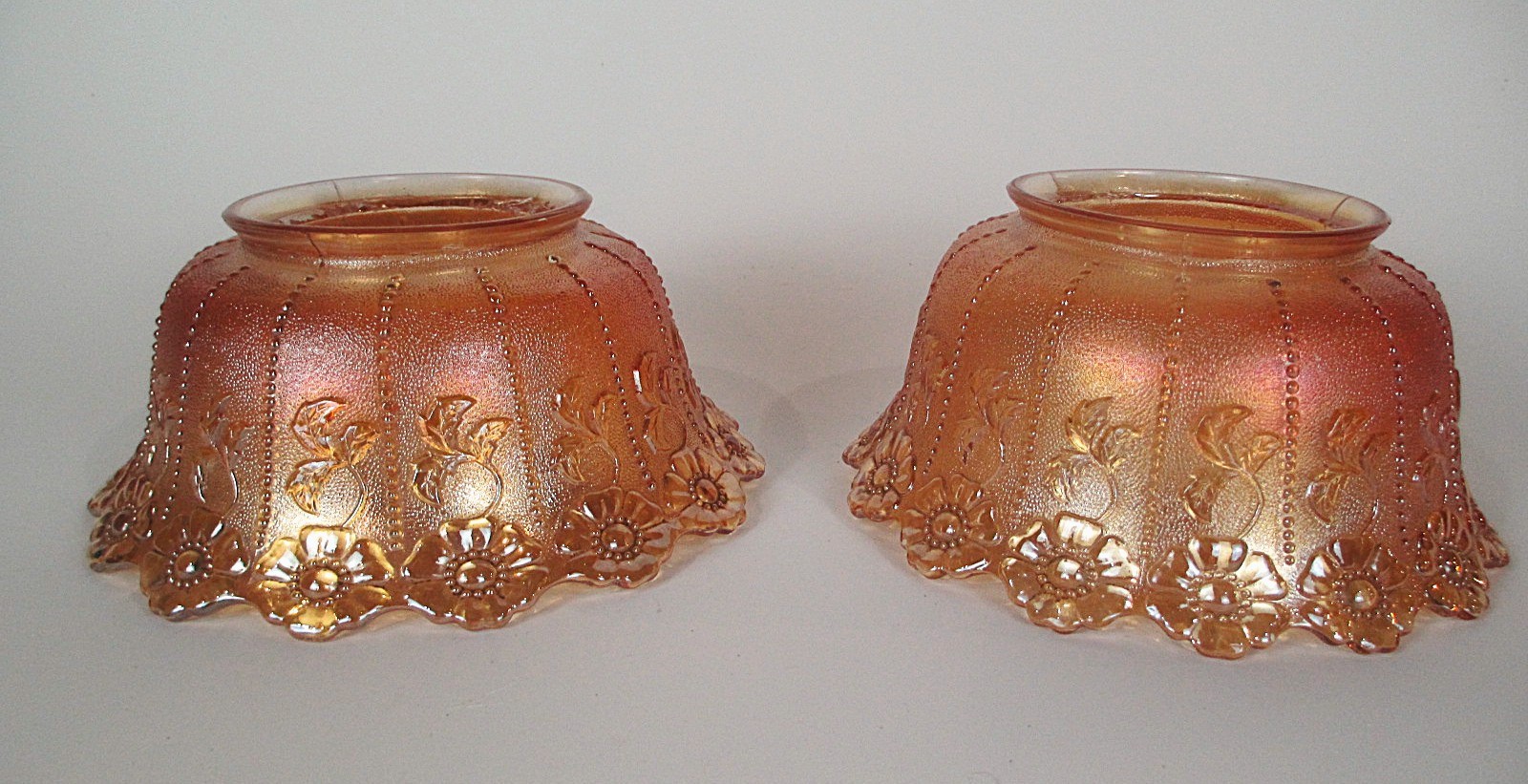 Pr. Rare Vintage Northwood Daisy Chain Marigold Carnival Glass 4 Pr. Rare Vintage Northwood Daisy Chain Marigold Carnival Glass 4