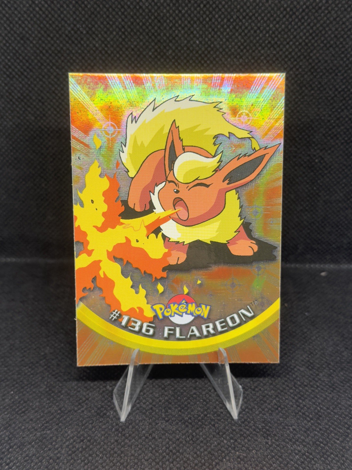 Topps Pokemon English TV Card Series 3 #136 Flareon Silver Holo Foil Logo Blue