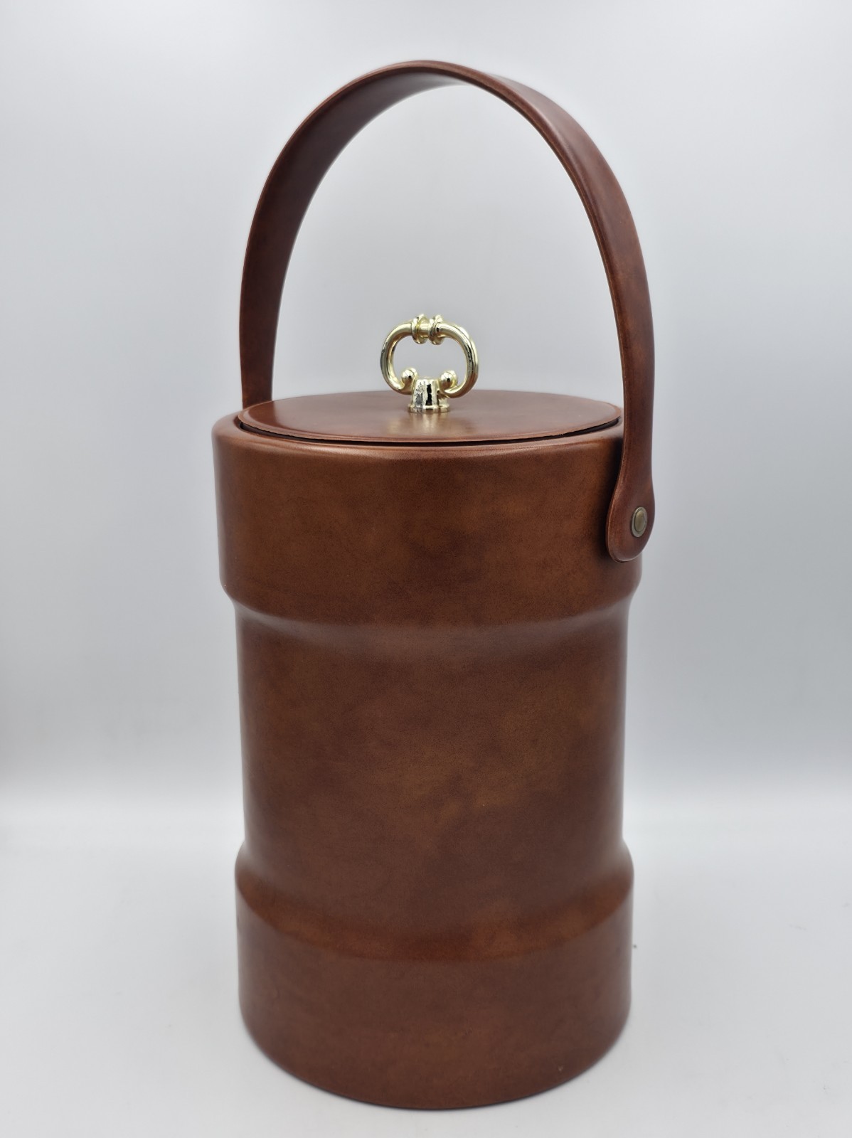 vintage Georges Briard brown faux leather ice bucket vintage Georges Briard brown faux leather ice bucket