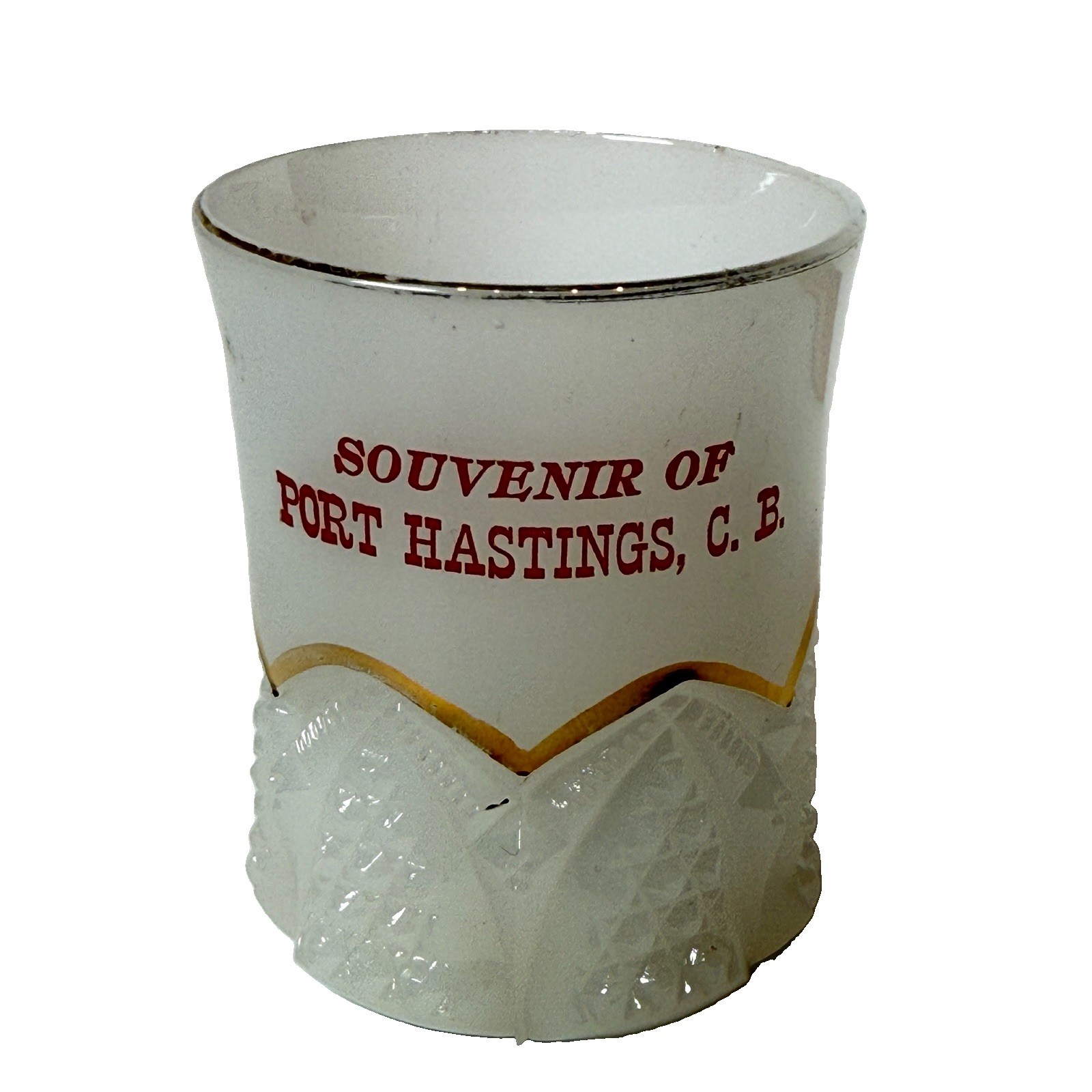 PORT HASTINGS CB CANADA ANTIQUE Souvenir DEPRESSION Glass TRINKET CUP PORT HASTINGS CB CANADA ANTIQUE Souvenir DEPRESSION Glass TRINKET CUP