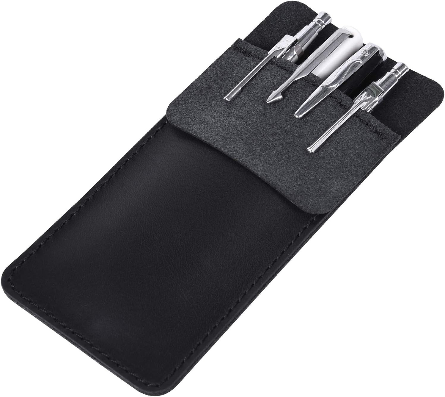 Genuine Leather Heavy Duty Pocket Protector, Vintage Black Genuine Leather Heavy Duty Pocket Protector, Vintage Black