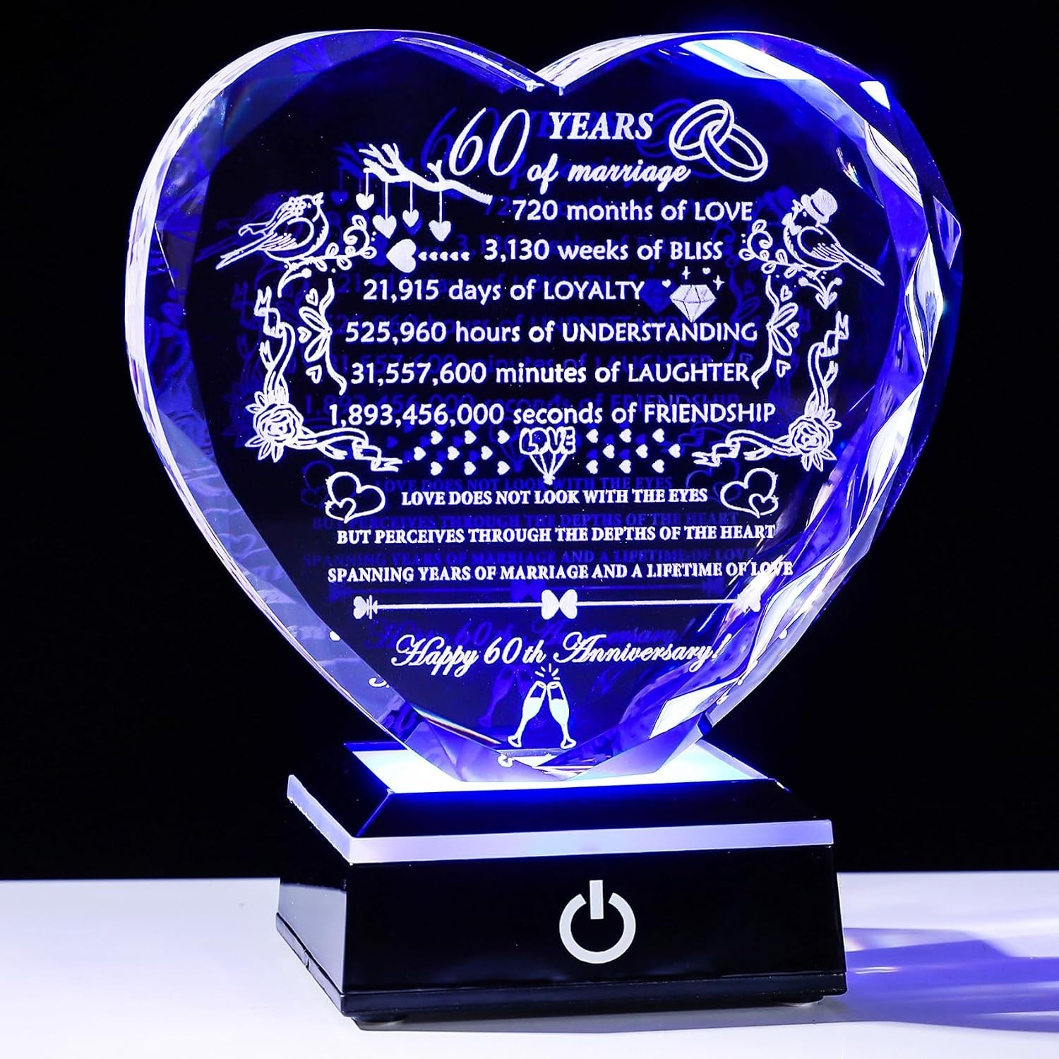 NEW YWHL 50th Anniversary Crystal Gifts Colorful LED Base Happy 50th Wedding NEW YWHL 50th Anniversary Crystal Gifts Colorful LED Base Happy 50th Wedding