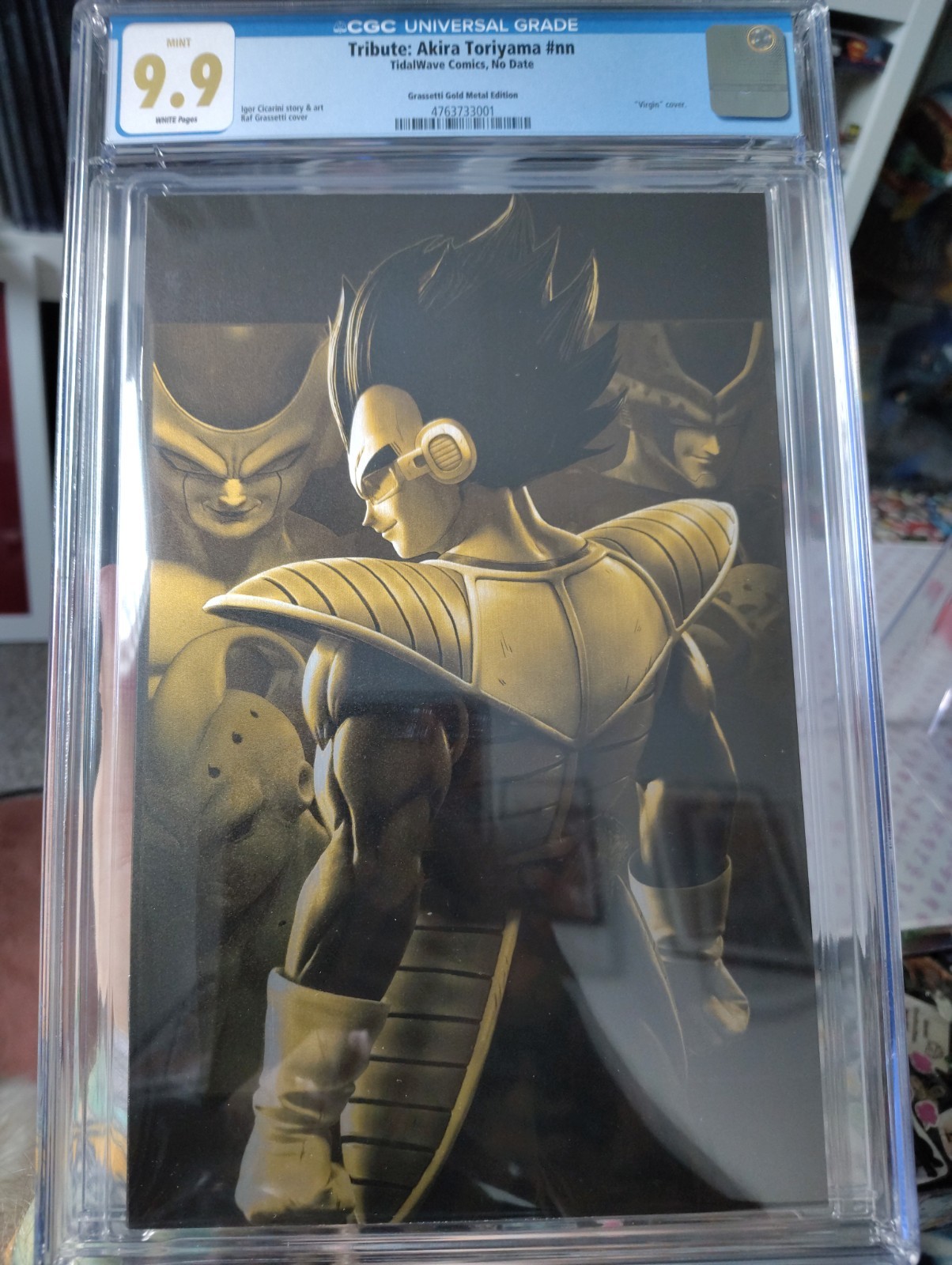 Tribute Akira Toriyama CGC 9.9 Grassetti Vegeta Gold Metal SDCC 2025 LTD 5 POP 1