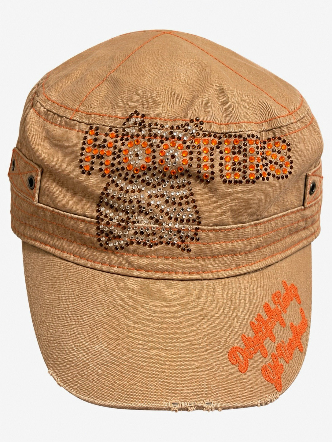 Vintage Y2K Hooters Rhinestone Owl Cadet Hat Tan Distressed HTF 2000s Vintage Y2K Hooters Rhinestone Owl Cadet Hat Tan Distressed HTF 2000s
