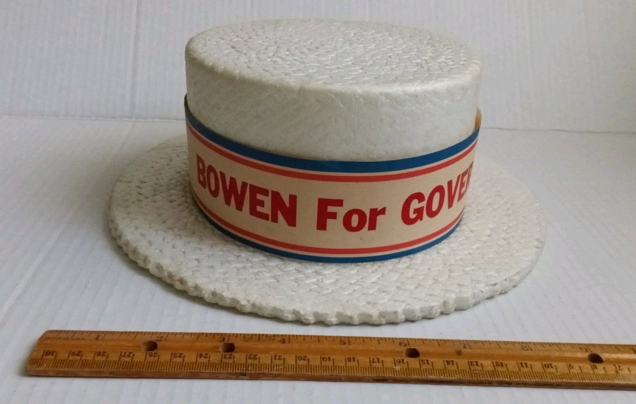 Vintage Indiana Bowen For Governor Campaign Hat molded Styrofoam 1970s Vintage Indiana Bowen For Governor Campaign Hat molded Styrofoam 1970s