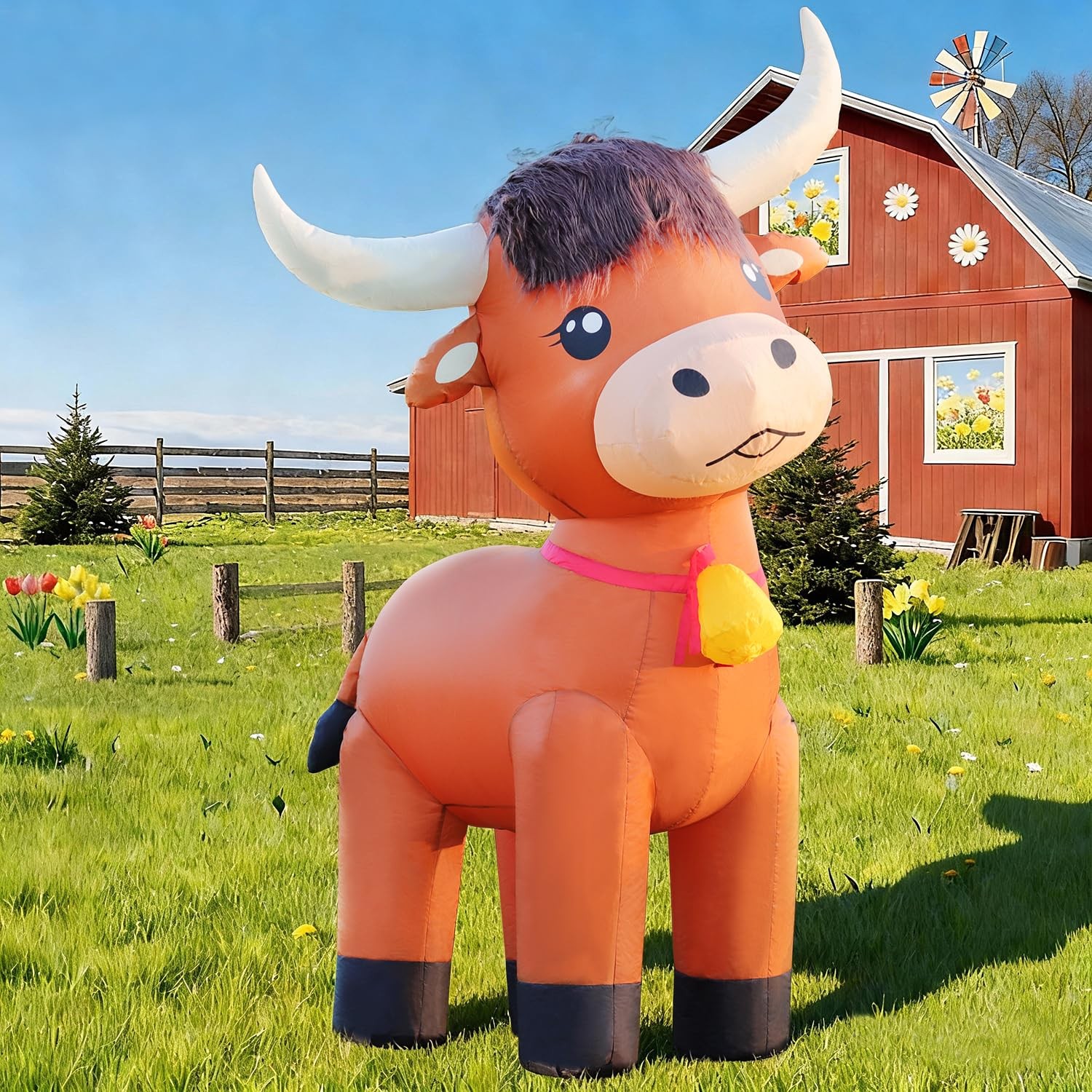 DomKom 6FT Highland Cow Inflatables Christmas Spring, Farm Calf