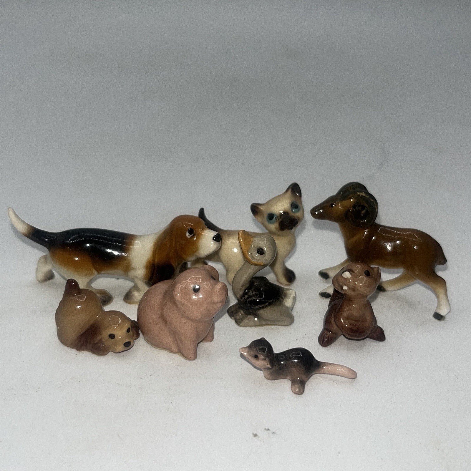 Vintage Hagen Renaker Animals Mixed Lot Of 7 Mini Ceramic Figurines READ