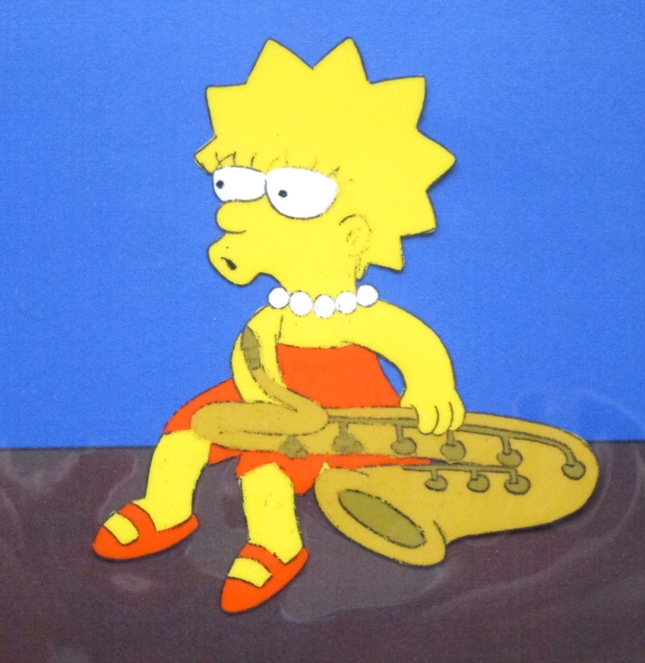 1990s SIMPSONS LISA SAXOPHONE FOX ORIGINAL PRODUCTION CEL Walt Disney bart homer
