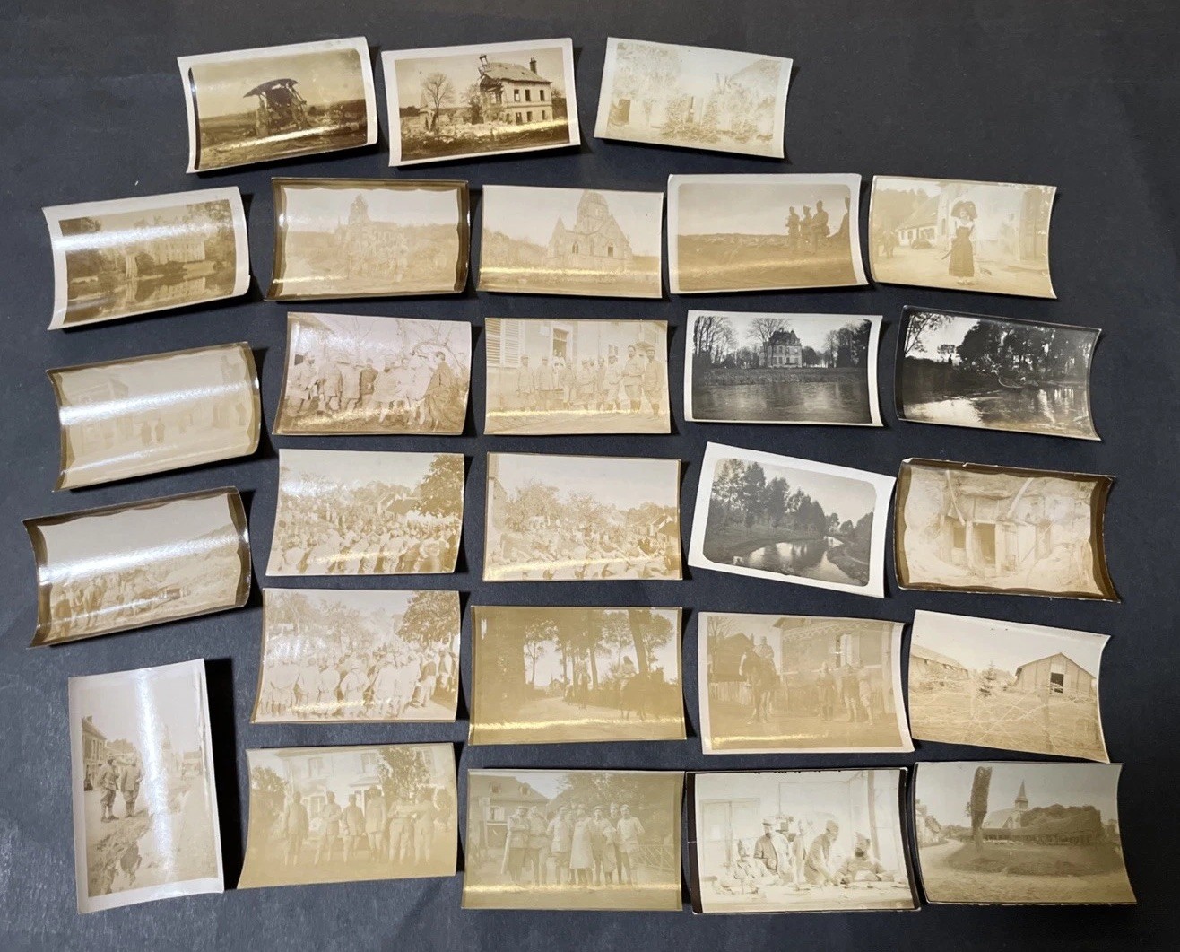 WWI France Army Photo Lot 1916-1918 French Soldiers & War Damaged City 27 Photos