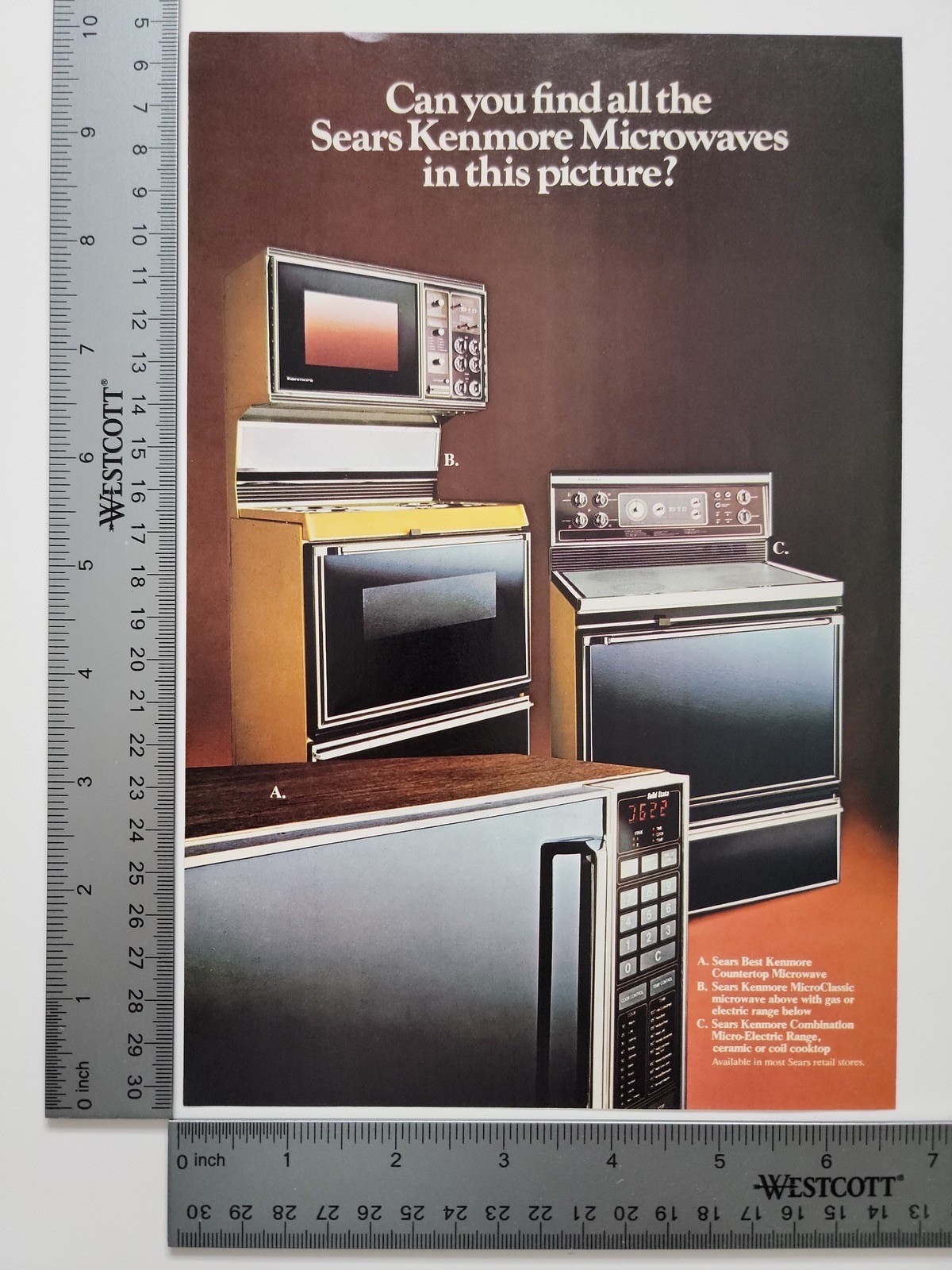 Sears Kenmore Microwave Appliances Print Ad Kitchen Retro Vintage