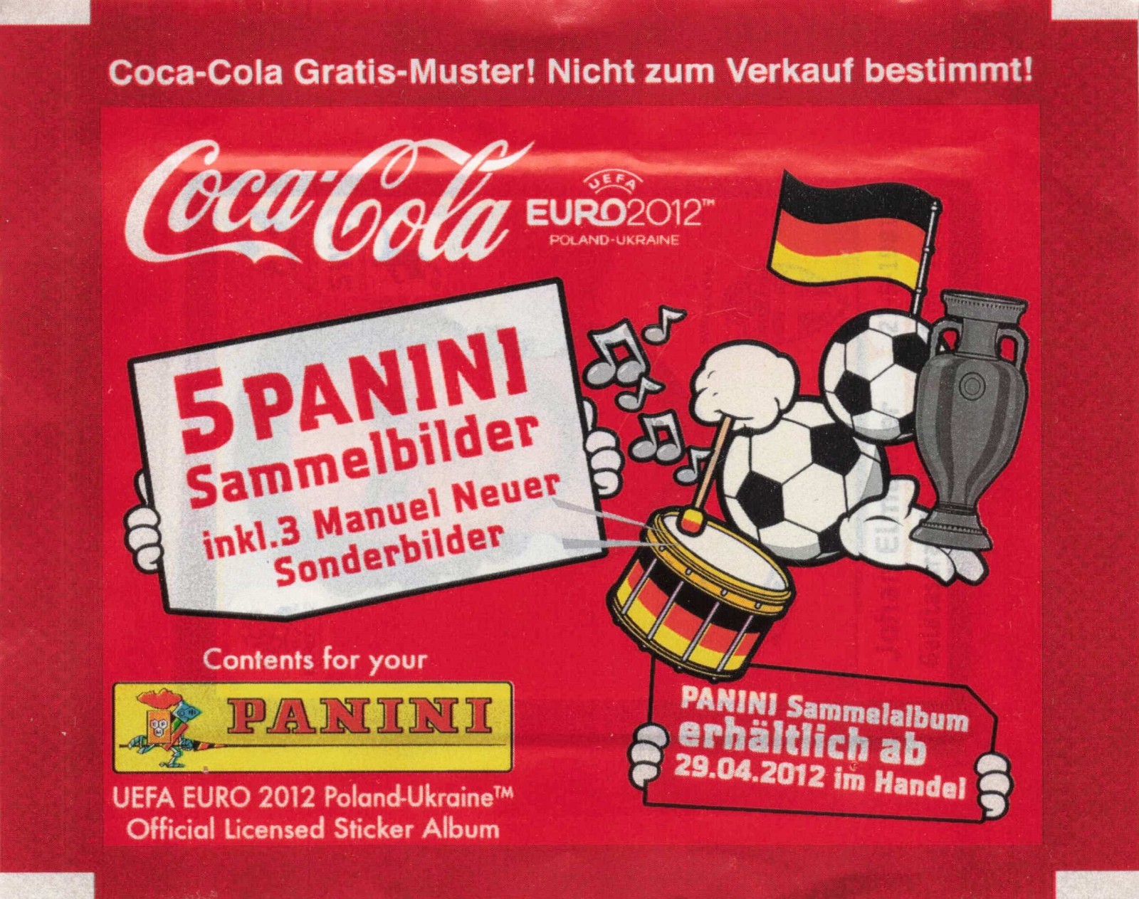 Panini UEFA EURO 2012 Manuel Neuer Coca Cola Sticker Bag Genuine Panini UEFA EURO 2012 Manuel Neuer Coca Cola Sticker Bag Genuine