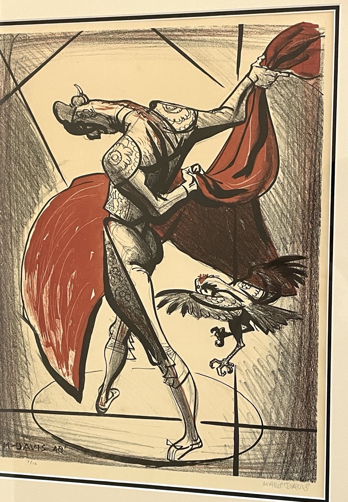 Marc Davis Original Art Matador and a Rooster Signed Limited Disney 1948