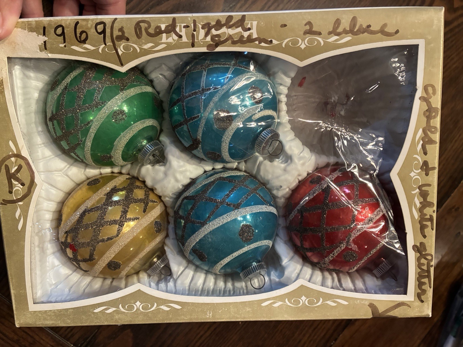 Vintage Handcrafted Anissa 5 Piece Ornaments With Box West Germany
