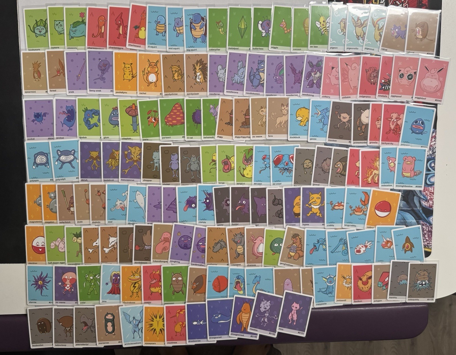 Pookiemoot gen 1 Complete Non Foil Set (All Cards In Penny Sleeves)